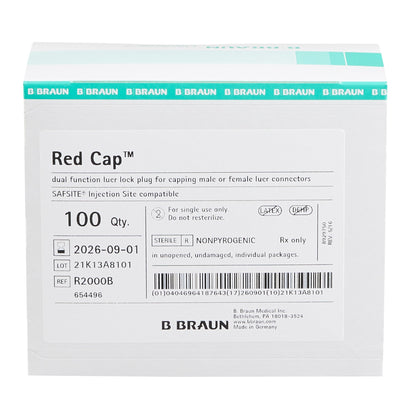 Dual Function Red Cap Luer Replacement Cap by B. Braun product image - view 2