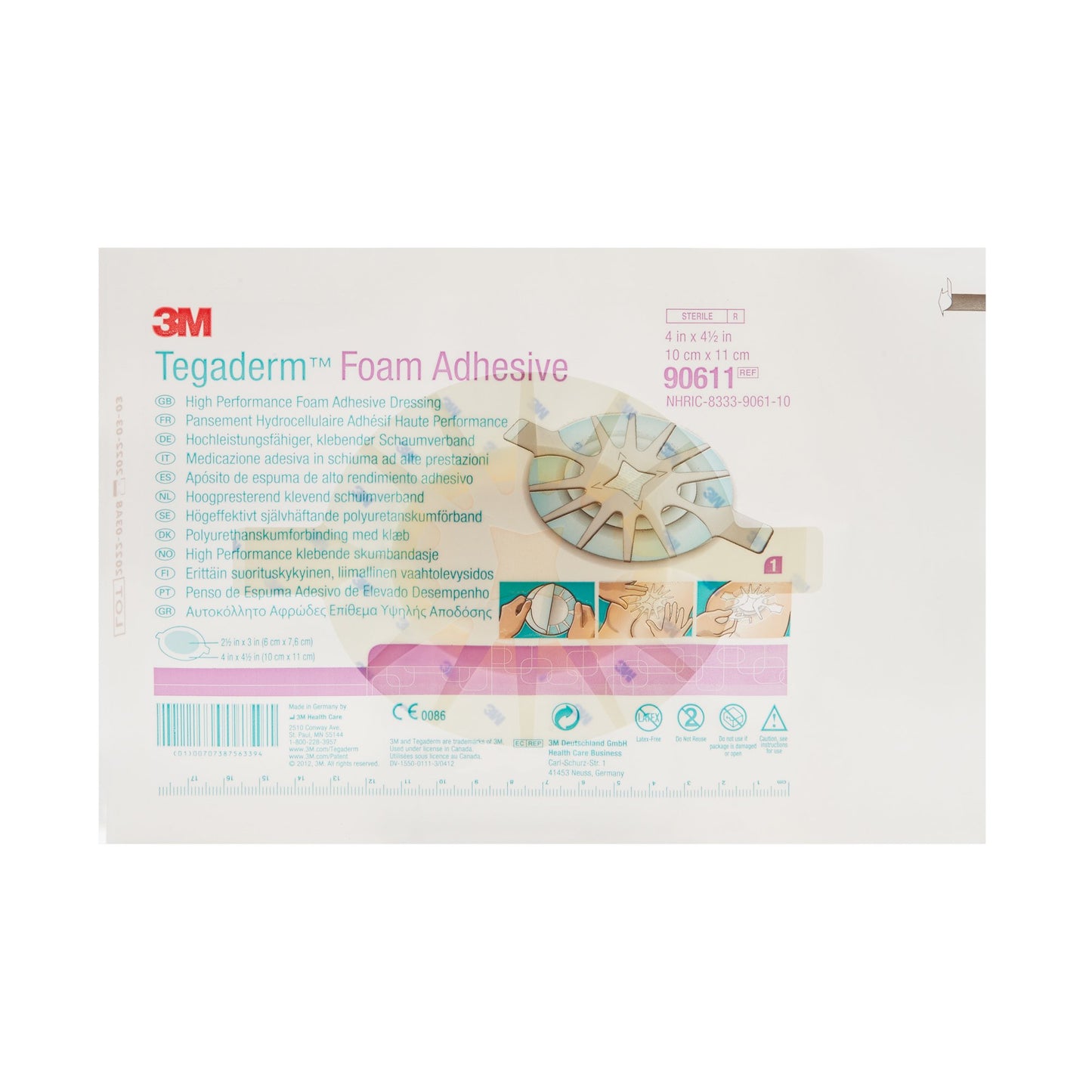 3M™ Tegaderm™ High-Performance Foam Dressing Adhesive, 4 x 4½ Inch