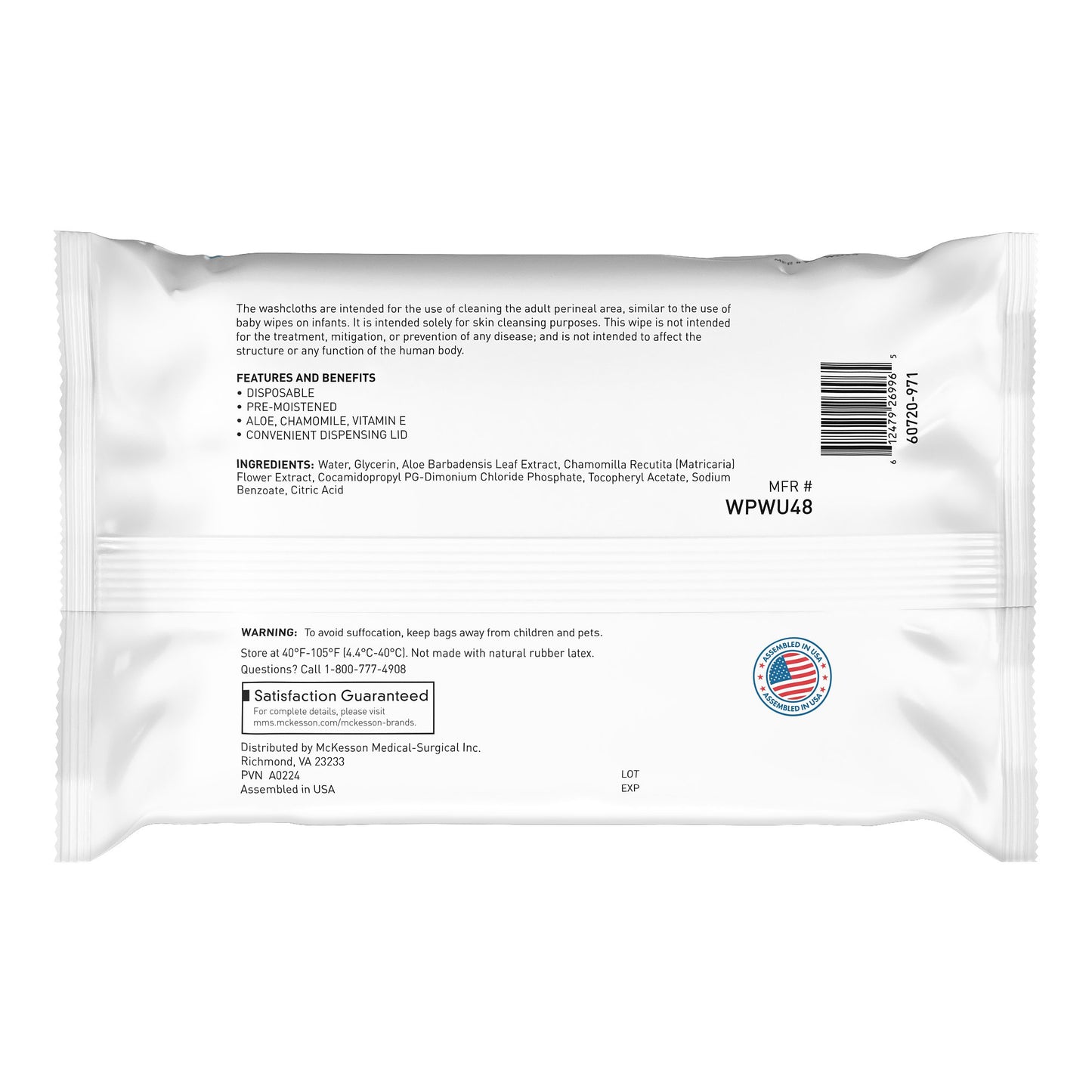 McKesson Fragrance Free Washcloths, 48 ct.