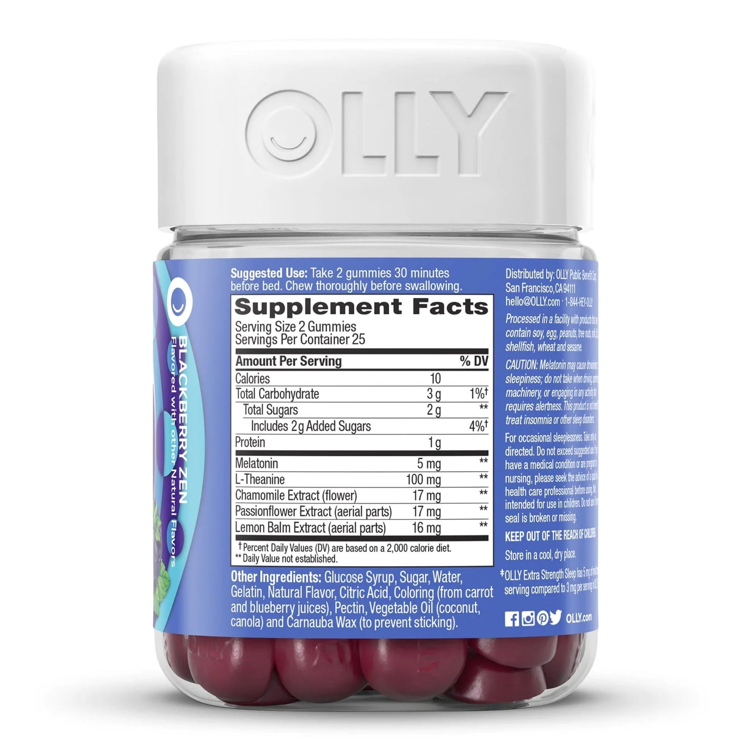 Sleep Aid OLLY® Extra Strength Sleep 50 per Bottle Gummy 5 mg - 100 mg Strength
