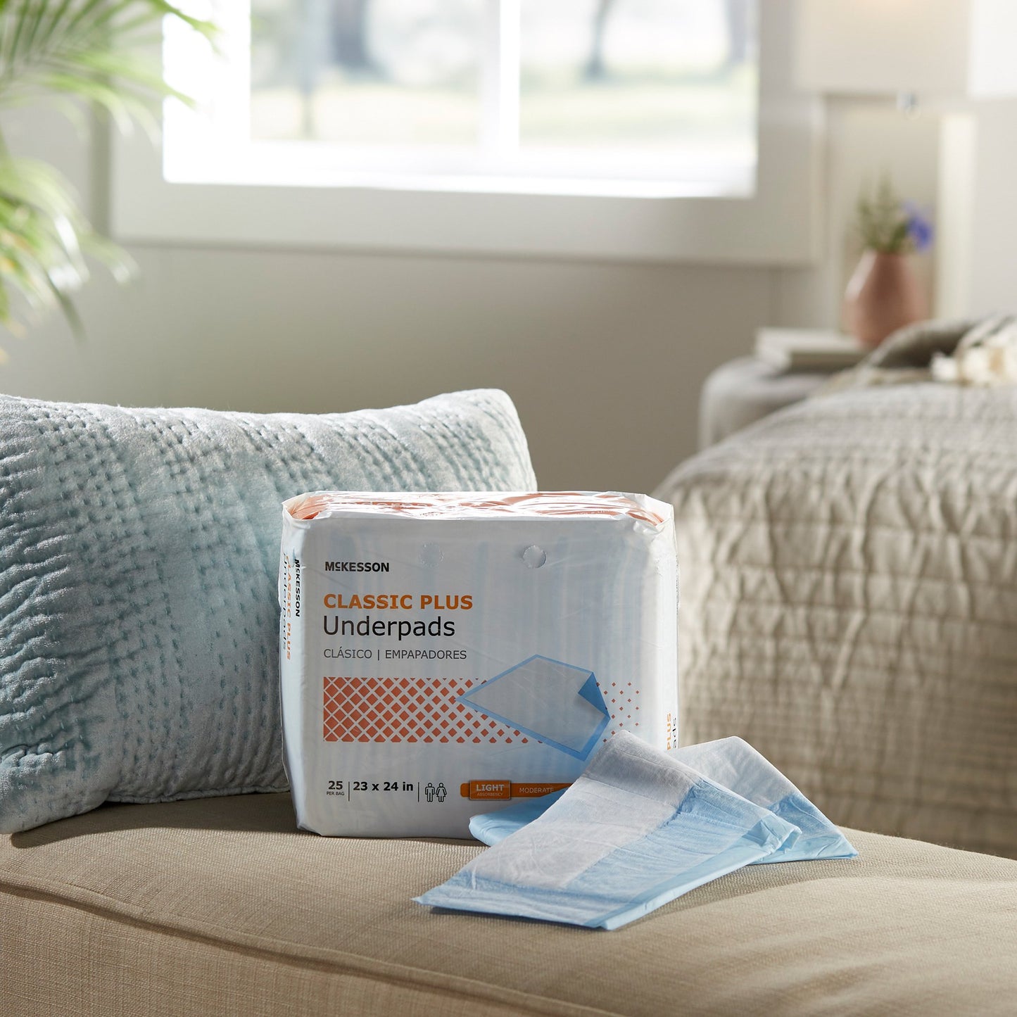 McKesson Classic Plus Light Absorbency Underpads, 23 x 24 Inch