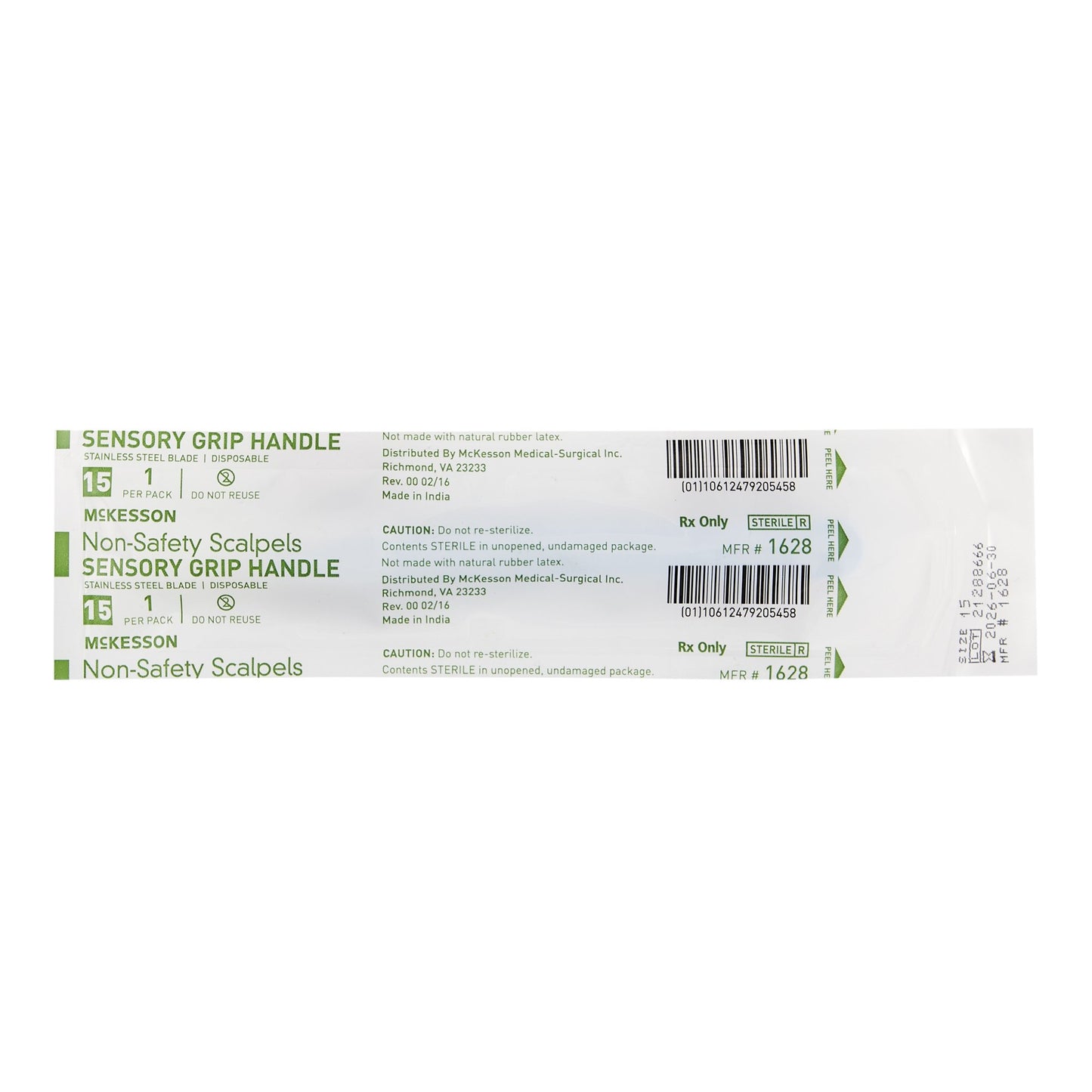 McKesson Non-Safety Scalpels, Sensory Grip Handle, #15