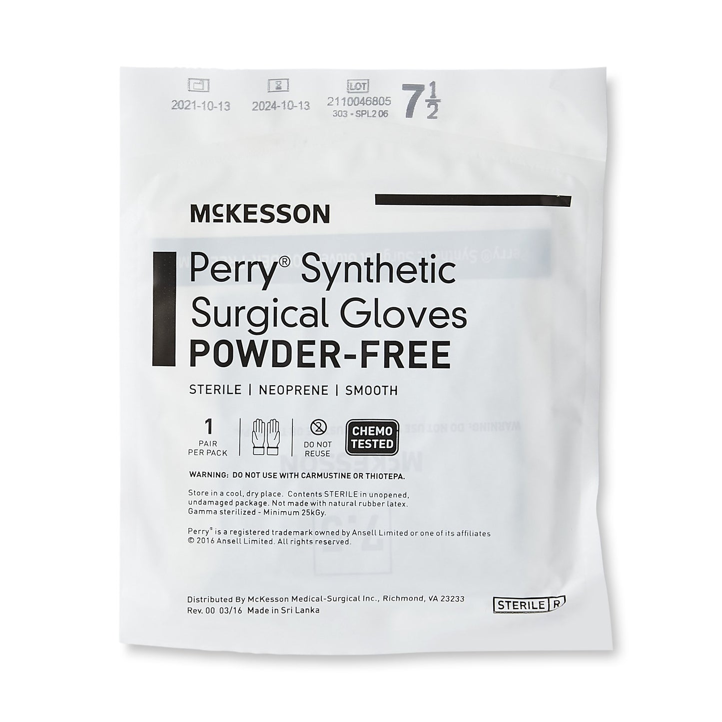 McKesson Perry® Performance Plus Polychloroprene Surgical Glove, Size 7.5, Green