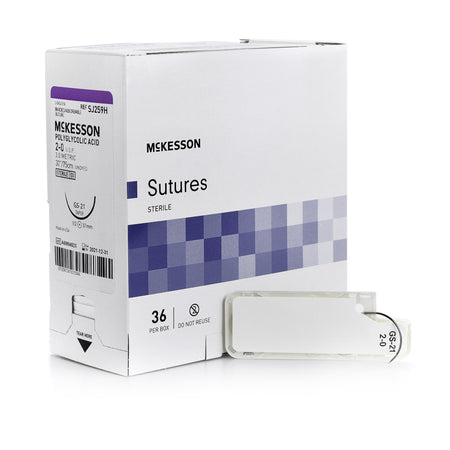 McKesson SJ259H Polyglycolic Acid Absorbable Suture with Needle, GS-21 Taper Point Braided
