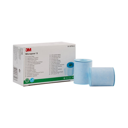 3M Micropore S Silicone Medical Tape, 2 Inch x 5-1/2 Yard, Blue by Solventum Corporation product image