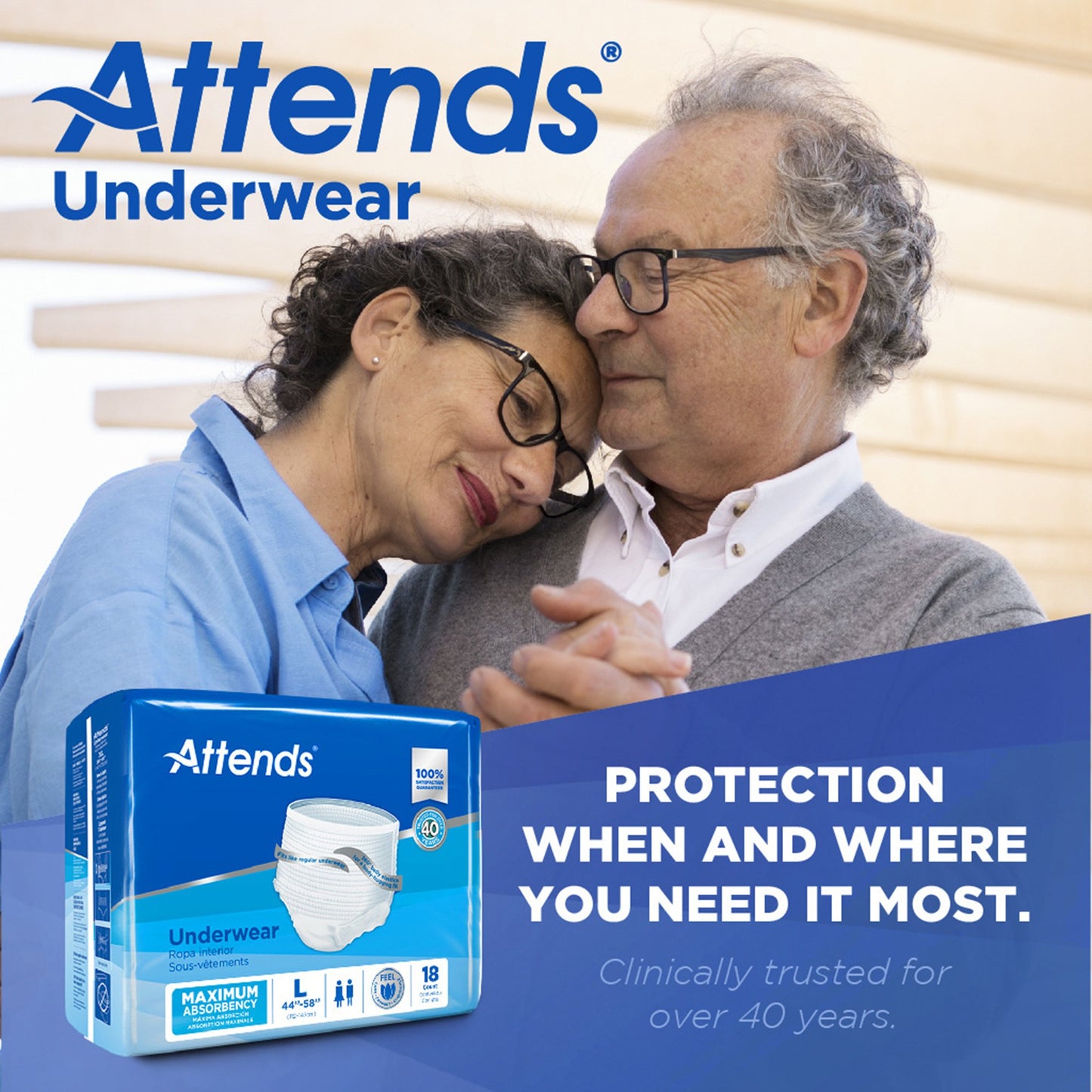 Attends® Care Adult Absorbent Underwear, Heavy Absorbency, Large, White