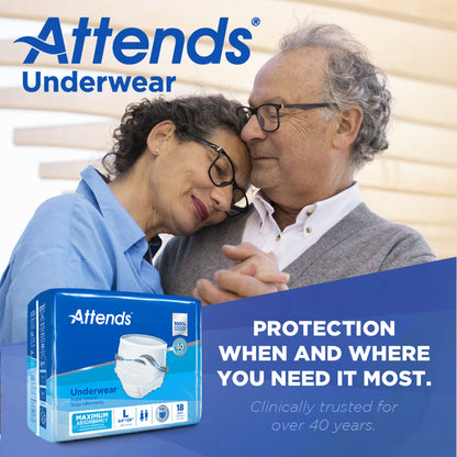 Attends® Care Adult Absorbent Underwear, Heavy Absorbency, Large, White
