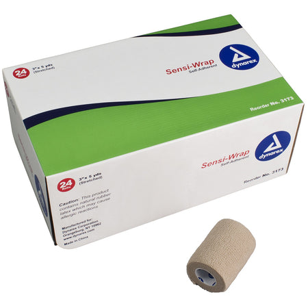Dynarex 3173 Sensi-Wrap Self-adherent Closure Cohesive Bandage, 3713, 3 Inch x 5 Yard