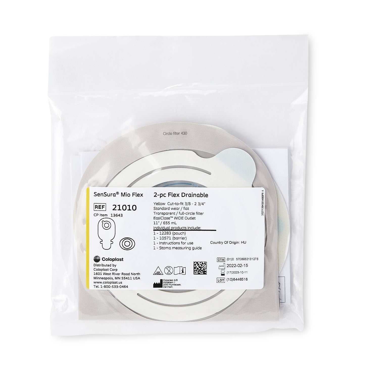 Ostomy Pouch SenSura® Mio Two-Piece System Maxi Length Flat, Trim to Fit 3/8 to 2-3/4 Inch Stoma Drainable