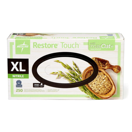 Medline OAT3004 Restore Touch Nitrile Exam Glove, X-Large, Green