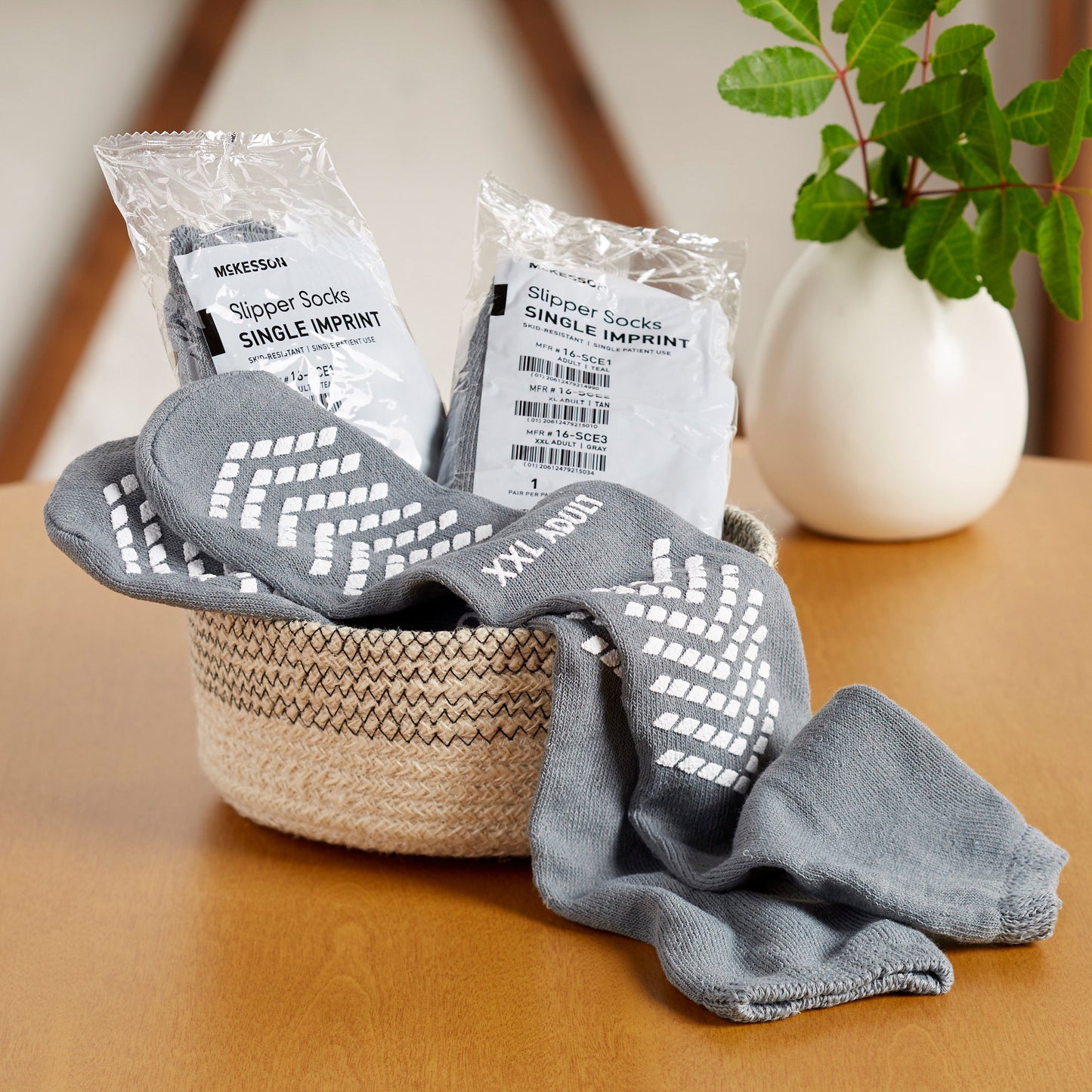 McKesson Single Tread Slipper Socks, 2X-Large, Gray