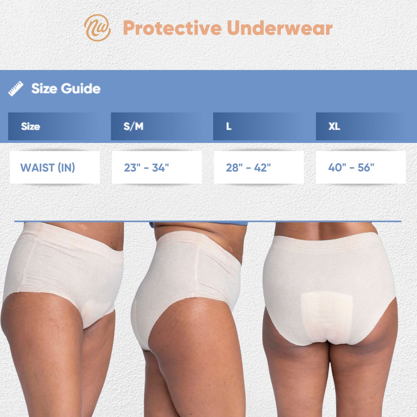 Nexwear Women's Pull-On Absorbent Underwear, Small/Medium, Tan