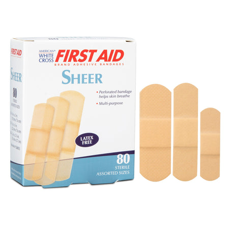 Dukal 1260033 American White Cross Sheer Adhesive Strip, Assorted Sizes