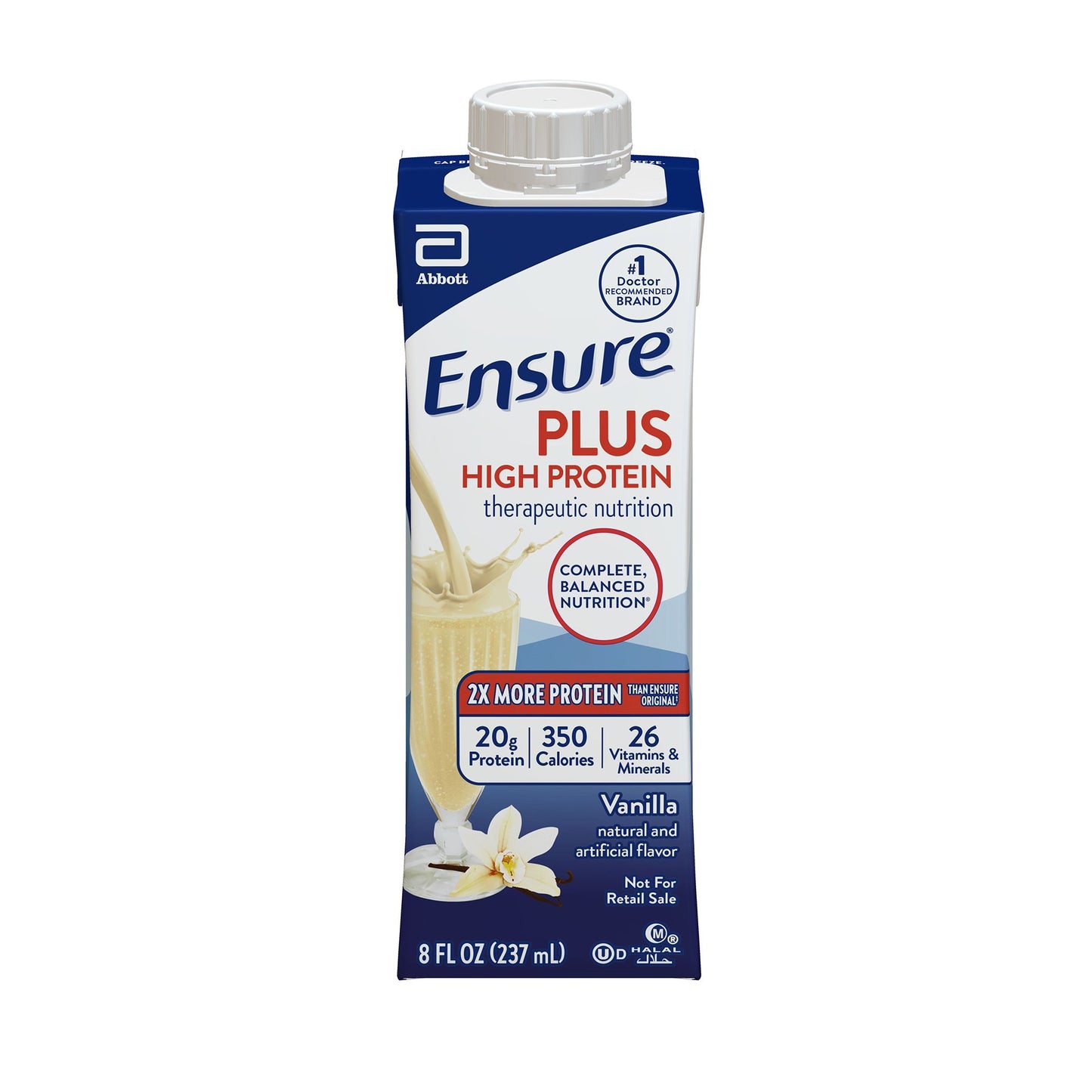 Ensure® Plus High Protein Therapeutic Nutrition Shake, Vanilla, 8-ounce carton