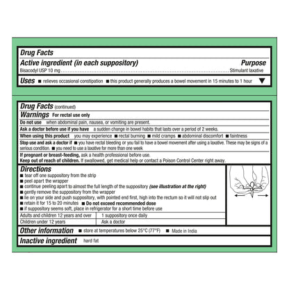 Health*Star Bisacodyl Laxative Suppository