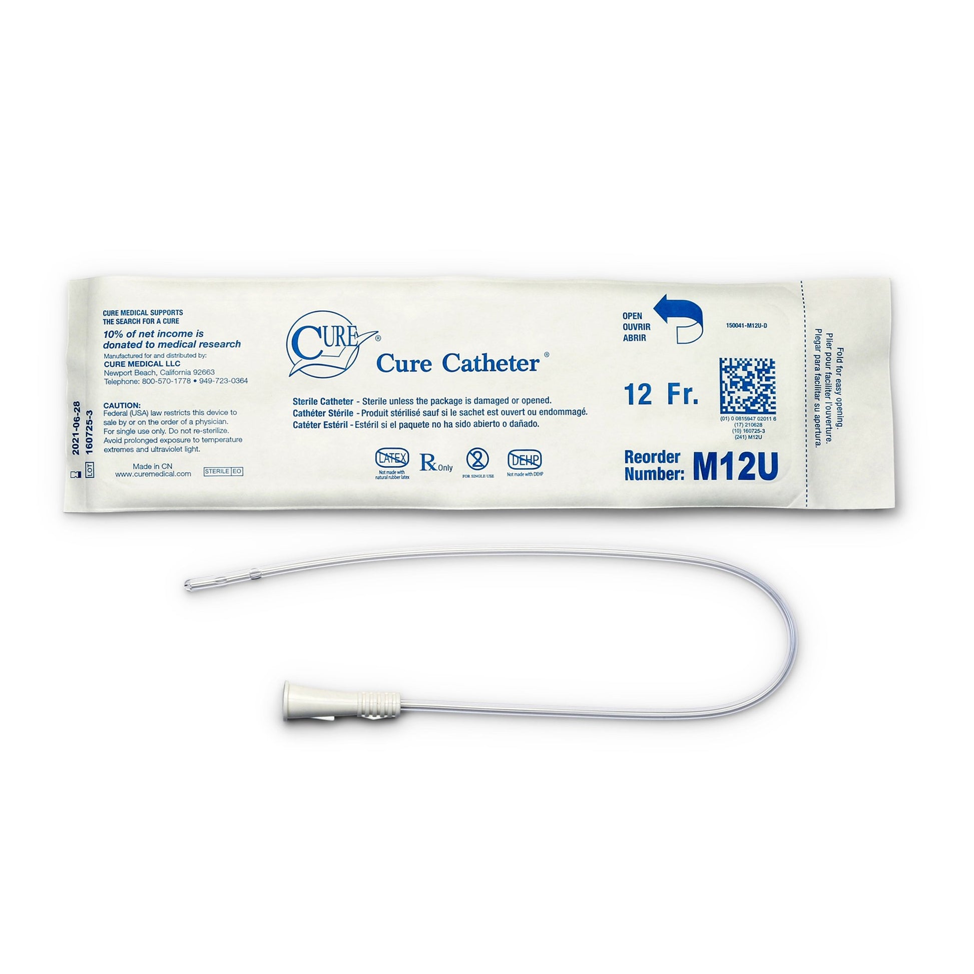Cure Catheter Urethral Catheter, 12 Fr., Male, Straight by ConvaTec product image
