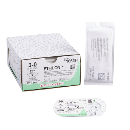 Ethicon 1663H Ethilon Nylon Nonabsorbable Suture with Needle, Reverse Cutting Monofilament