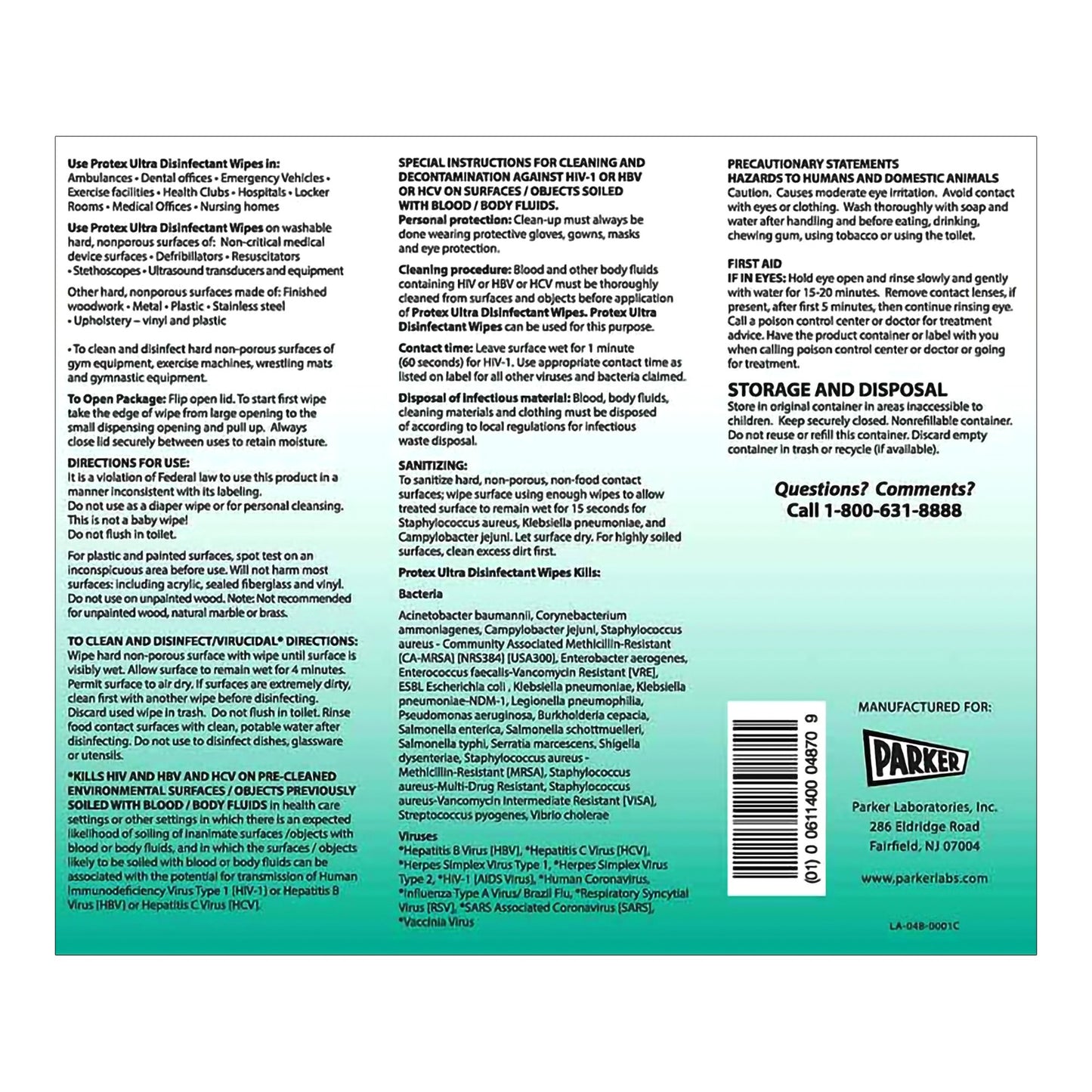 Protex® Ultra Disinfectant Wipes, 7 x 9.5 Inch