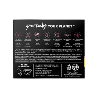 U by Kotex® Balance Ultra Thin Charcoal Pads with Wings, Regular
