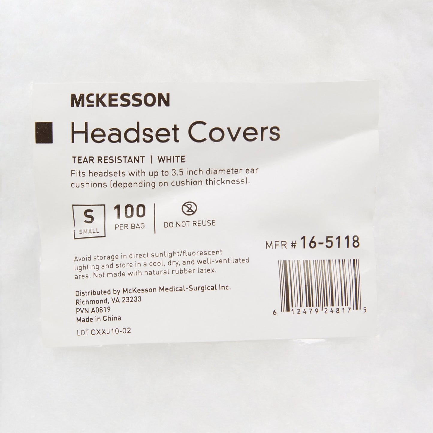 McKesson Sanitary Headset Cover, Small, White