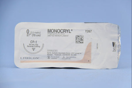 Ethicon 223473 Monocryl Poliglecaprone Absorbable Suture with Needle, Reverse Cutting Monofilament