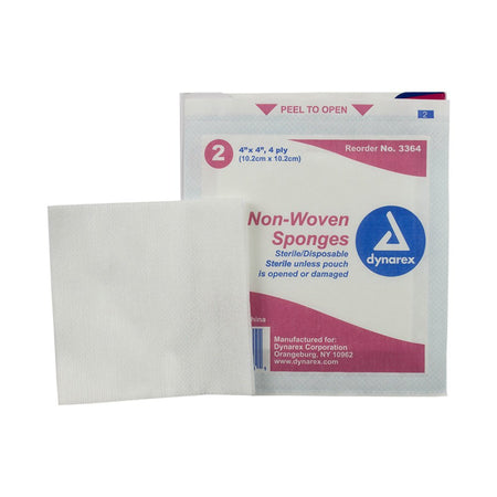 Dynarex 3364 Sterile Nonwoven Sponge, 4 x 4 Inch, 4-Ply
