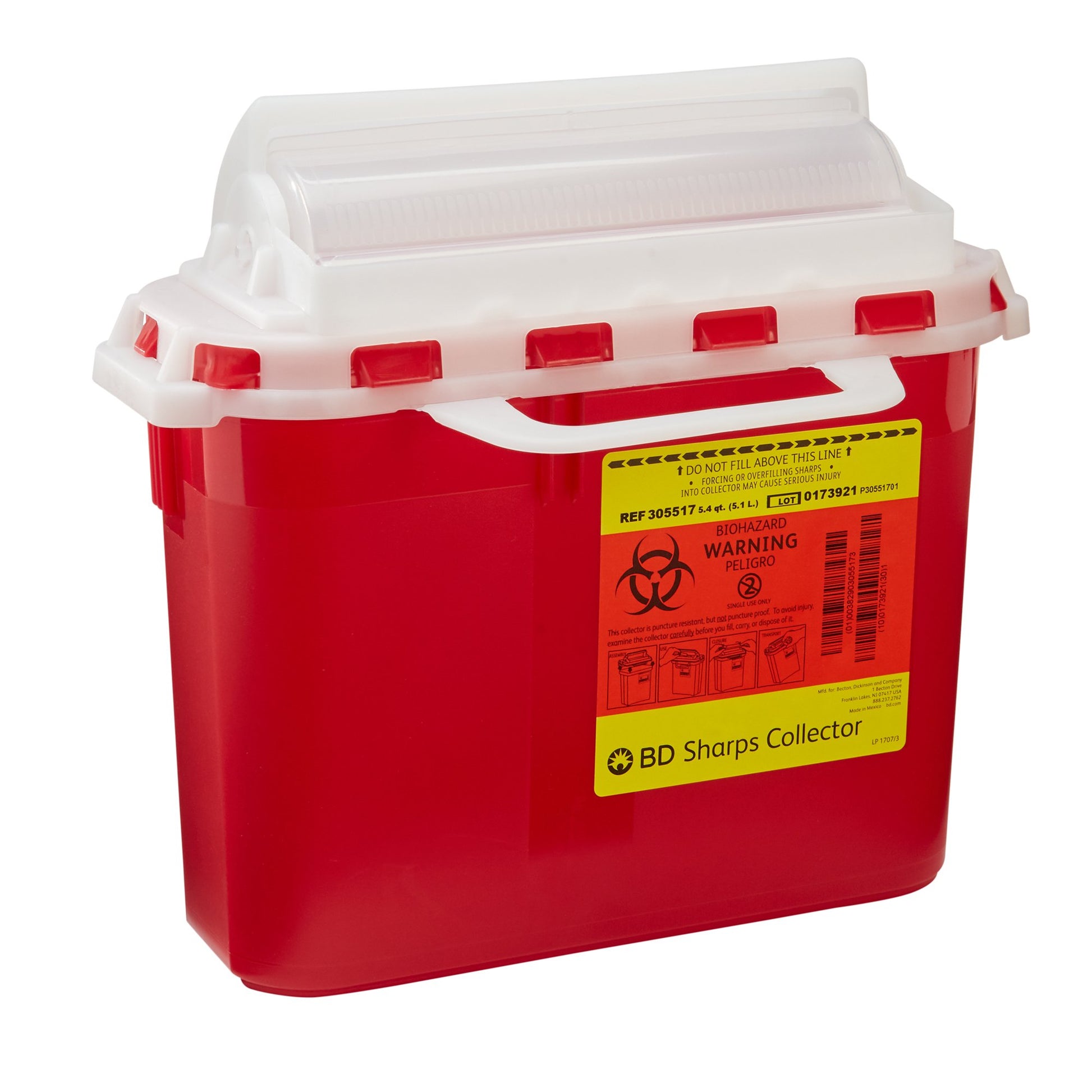 BD Sharps Container, 5.4 Quart, 12 x 12 x 4-4/5 Inch by BD product image - view 2