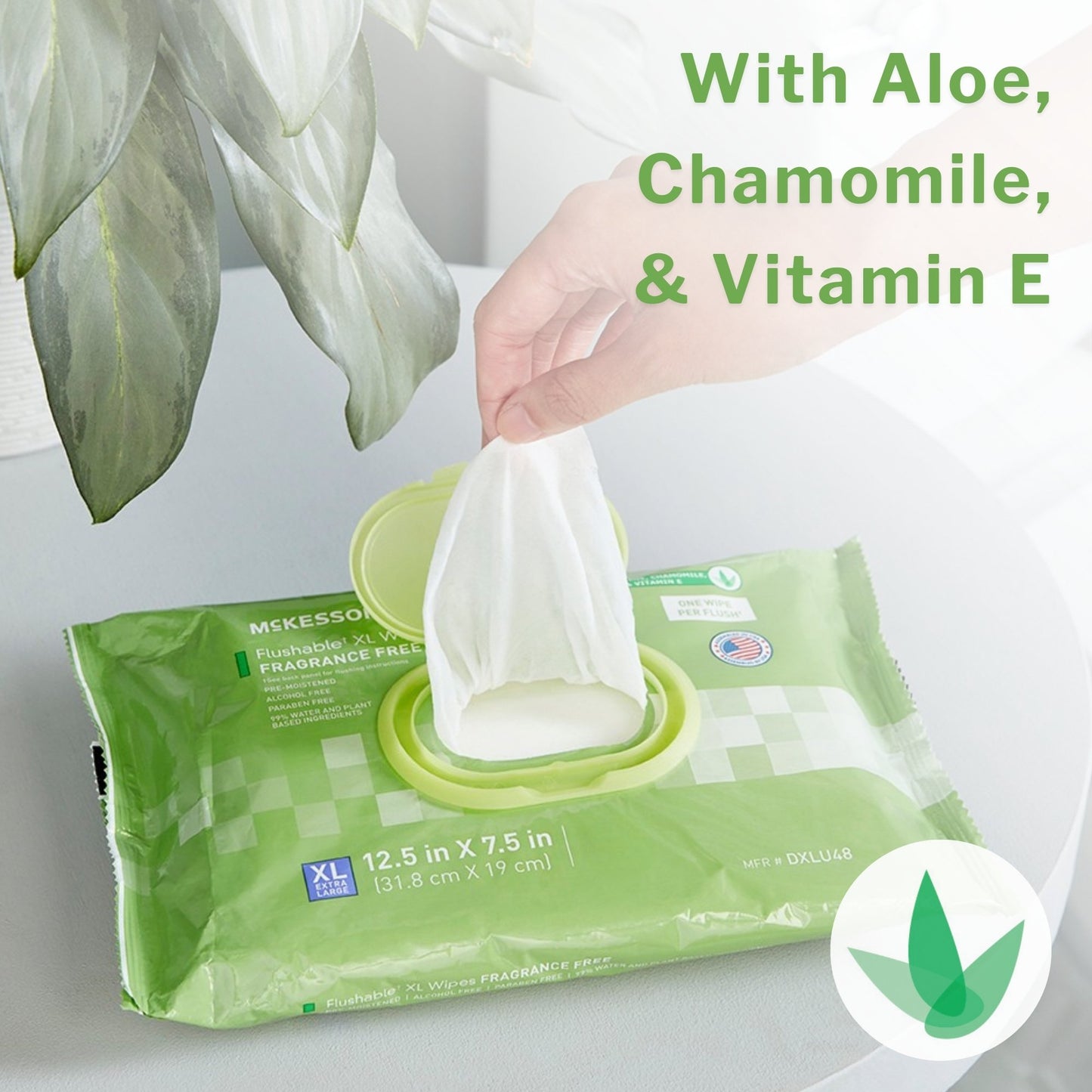 McKesson Flushable* Wet Wipes XL - Unscented, 48 Wipes per Pack