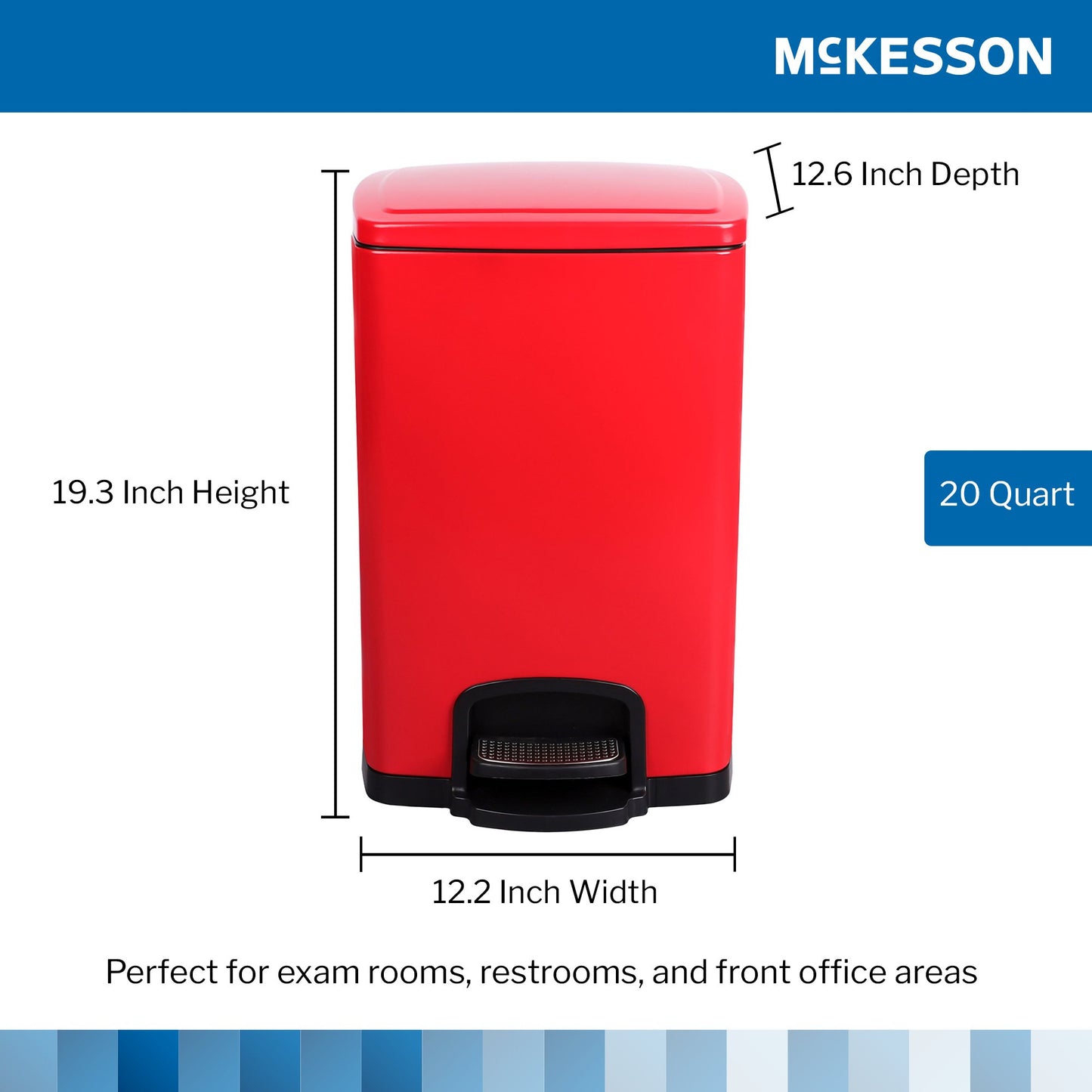 Trash Can McKesson 20 Quart / 5 gal. Red Metal Square