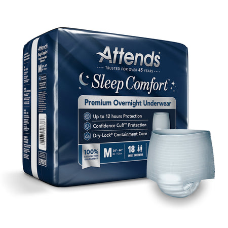 Attends SCPO20 Sleep Comfort Premium Overnight Underwear, Medium, 24 – 44 Inches
