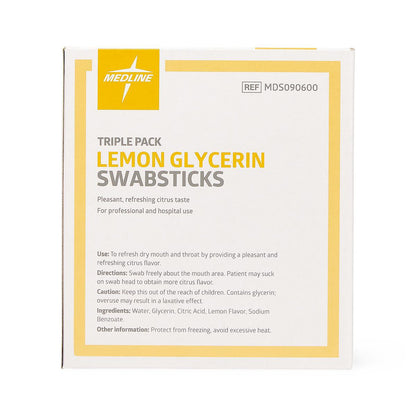 Lemon Glycerin Swabstick Medline Rayon Tip 3 per Pack