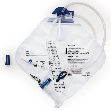 McKesson 37-2802 Anti-Reflux Valve Sterile 2,000 mL Vinyl urinary drain bag by McKesson Brand product image