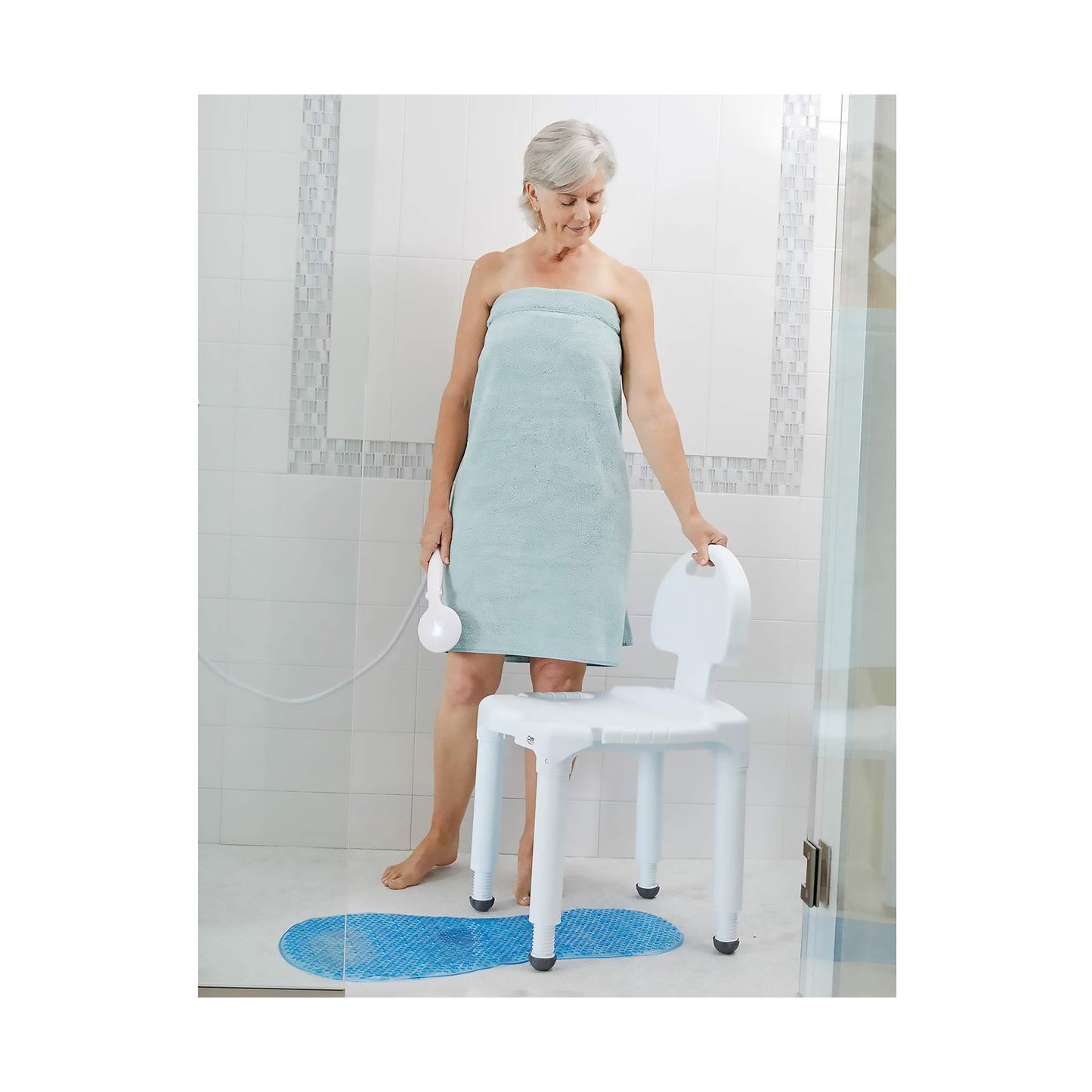Carex Universal Bath Seat with Back, 400-lb Capacity