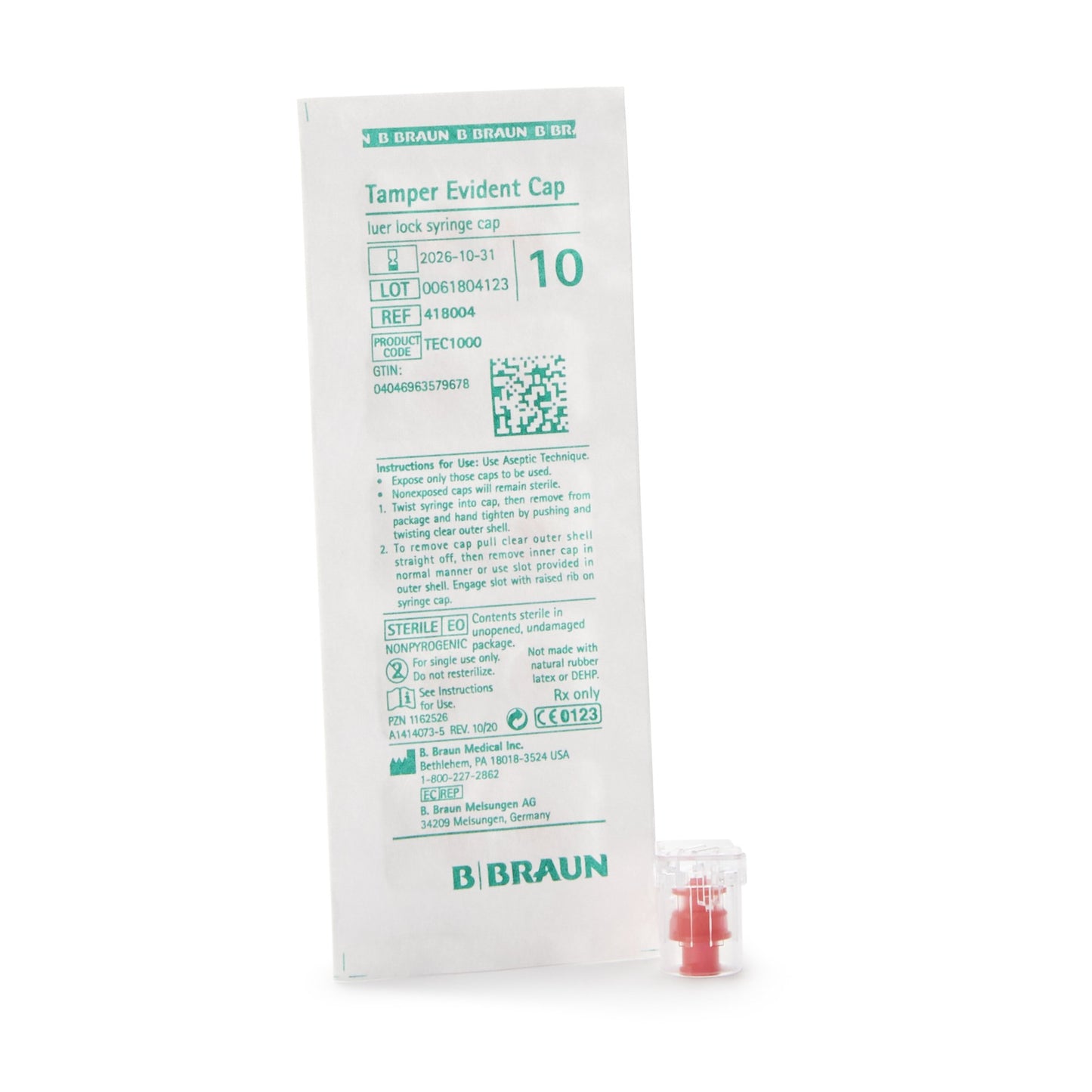 B. Braun Syringe Cap, Red
