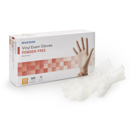 McKesson 14-112 Vinyl Exam Glove, Extra Small, Clear