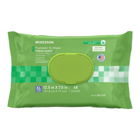 McKesson DXLF48 Flushable* Wet Wipes XL - Scented, 48 Wet Wipes per Pack