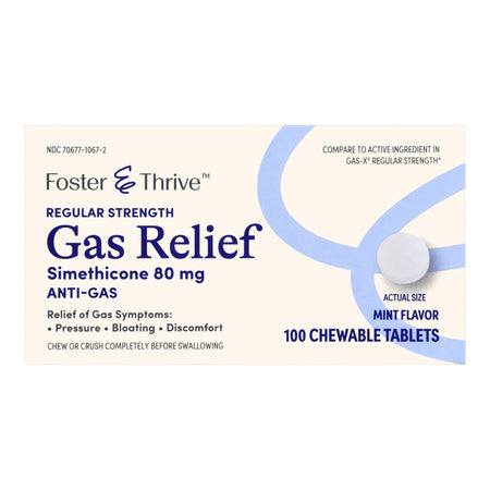 McKesson 1238927 Foster & Thrive Gas Relief 80 mg Simethicone Chewable Tablets, Mint Flavor