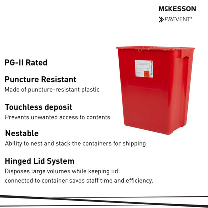 McKesson Prevent® Sharps Container, 18 Gallon, 24-3/5 x 17-3/10 x 13 Inch