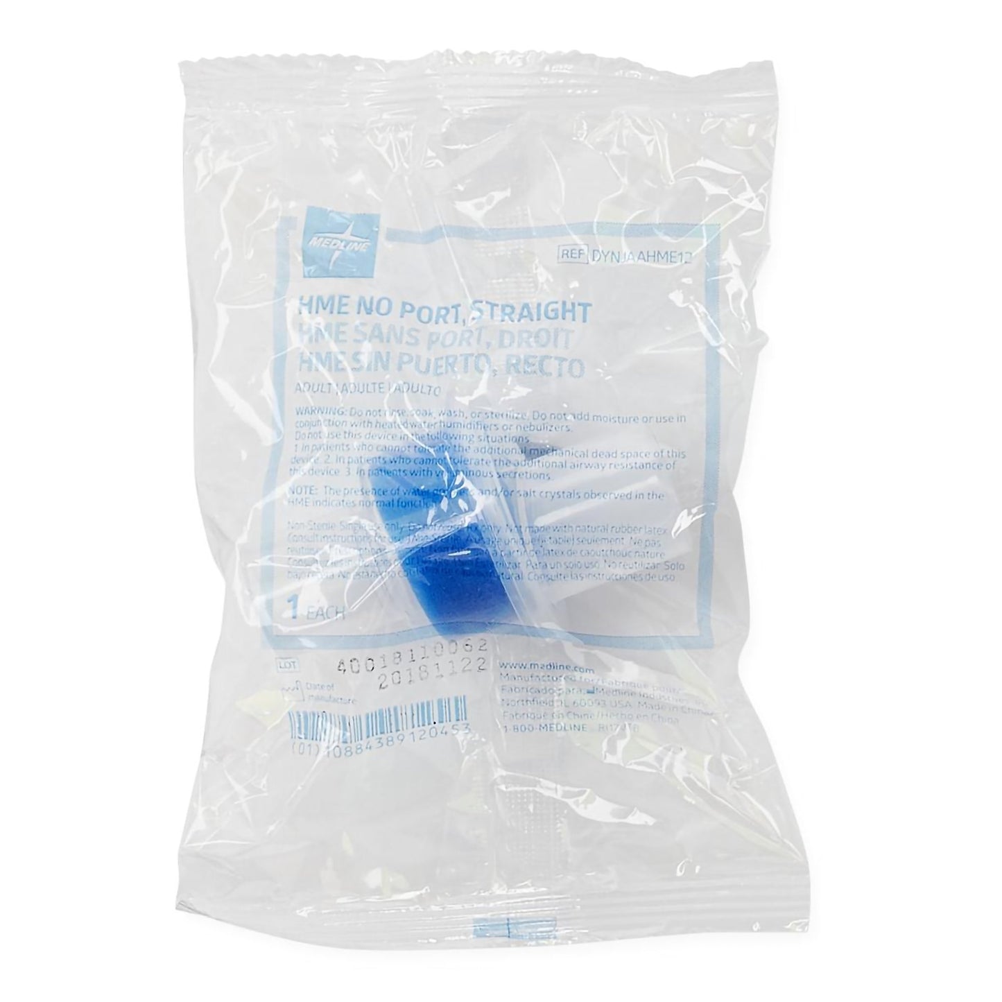 Heat and Moisture Exchanger Medline 33.7 mg H₂O/L @ VT 500 mL 0.6 cm H₂O @ 30 LPM