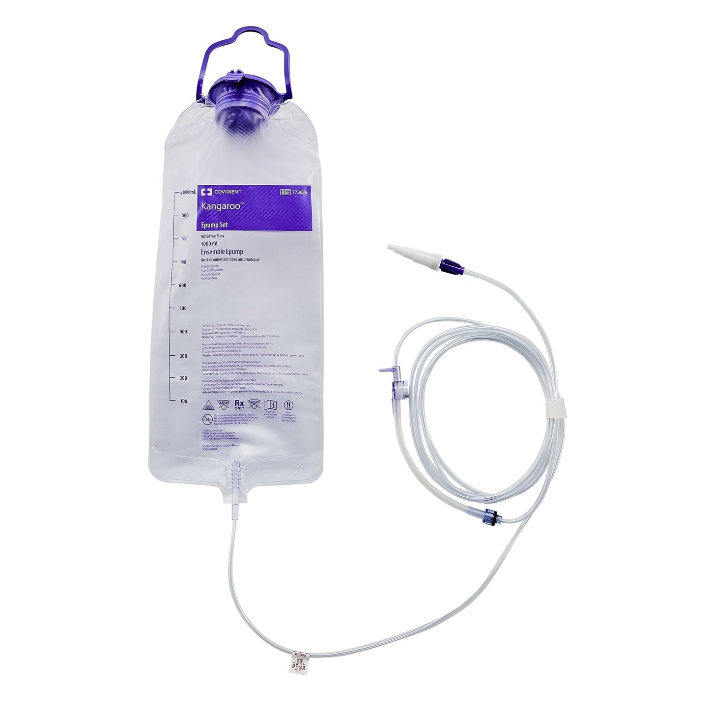 Cardinal 773656 Enteral Feeding Pump Bag Set without ENFit® Transitional Adapter Kangaroo™ ePump™ 1000 mL PVC NonSterile