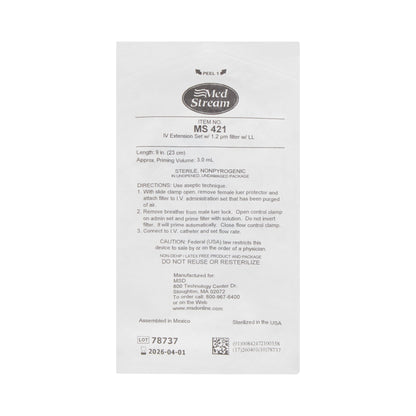 McKesson IV Extension Set, Standard Bore 9-inch Tubing, 1.2 Micron Filter