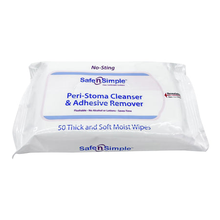 Safe N Simple SNS00525 Adhesive Remover Wipes, 50 Count, 5 x 7 Inch