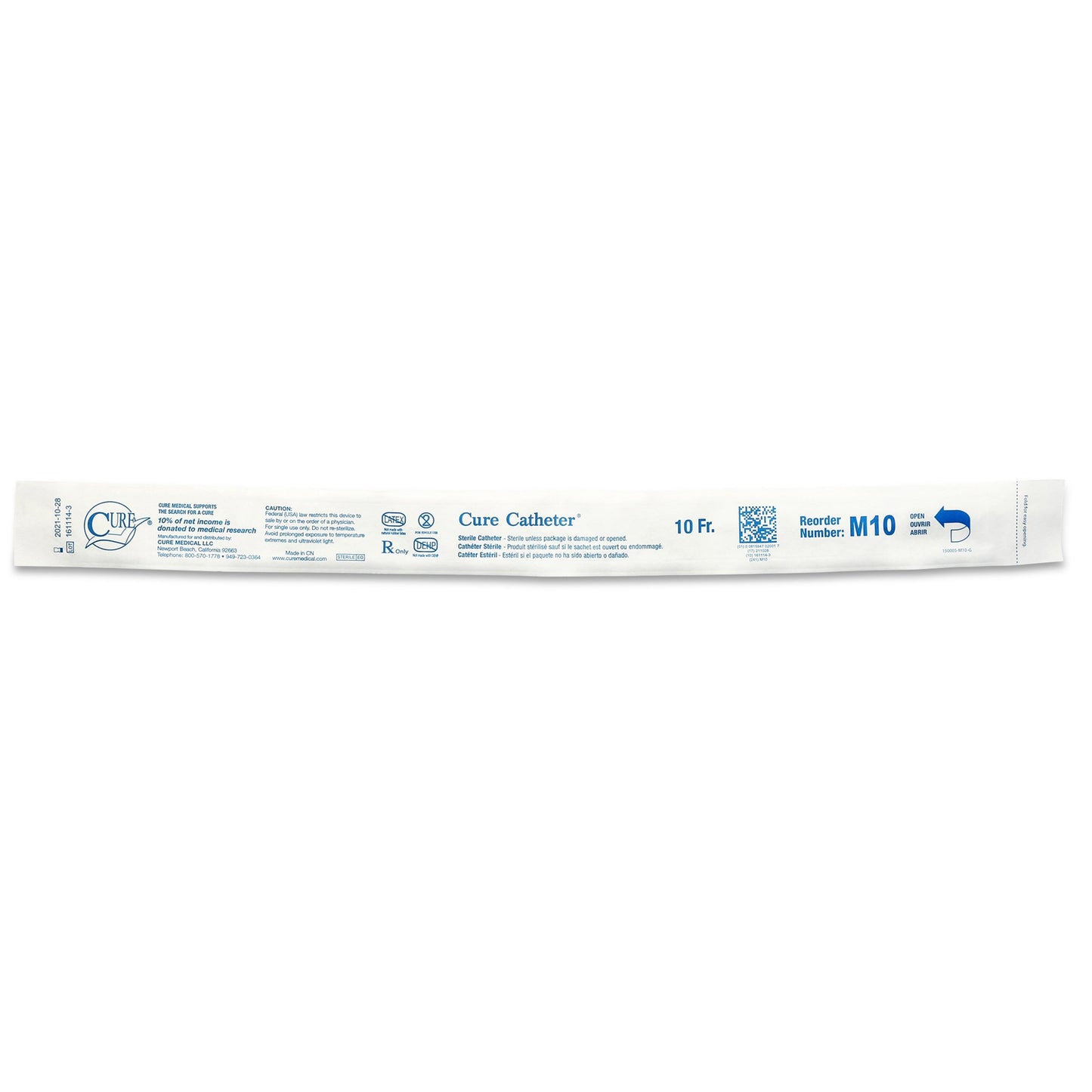 Cure Catheter™ Male Intermittent Catheter, 10 Fr., Straight