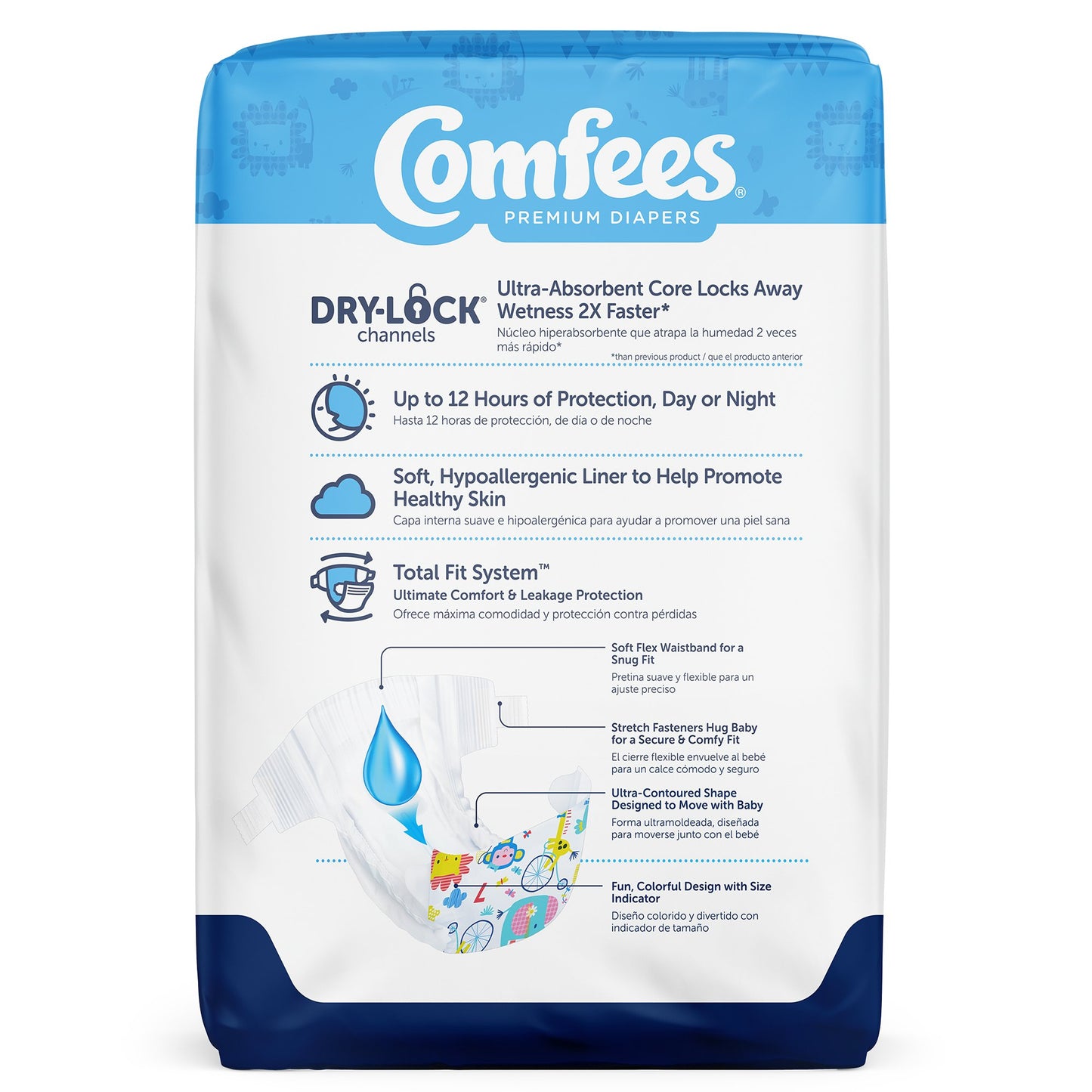 Attends Comfees Premium Baby Diapers, Moderate-Absorbent, Size 7
