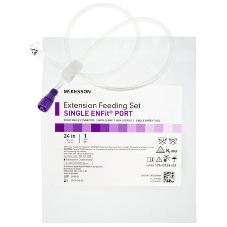 McKesson 194-0124-24 Bolus Enteral Feeding Extension Tube Set, 24 Inch