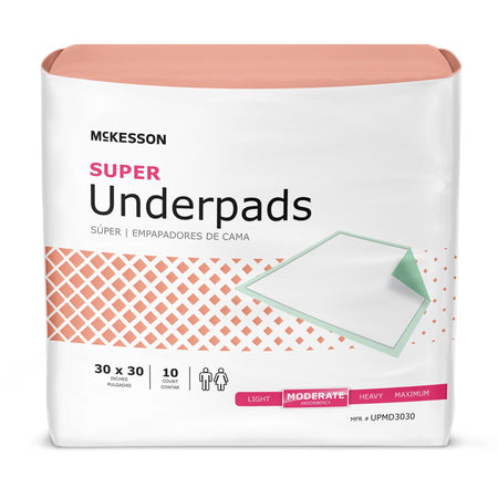 McKesson UPMD3030 Super Moderate Absorbency Underpad, 30 x 30 Inch - 150 ct.