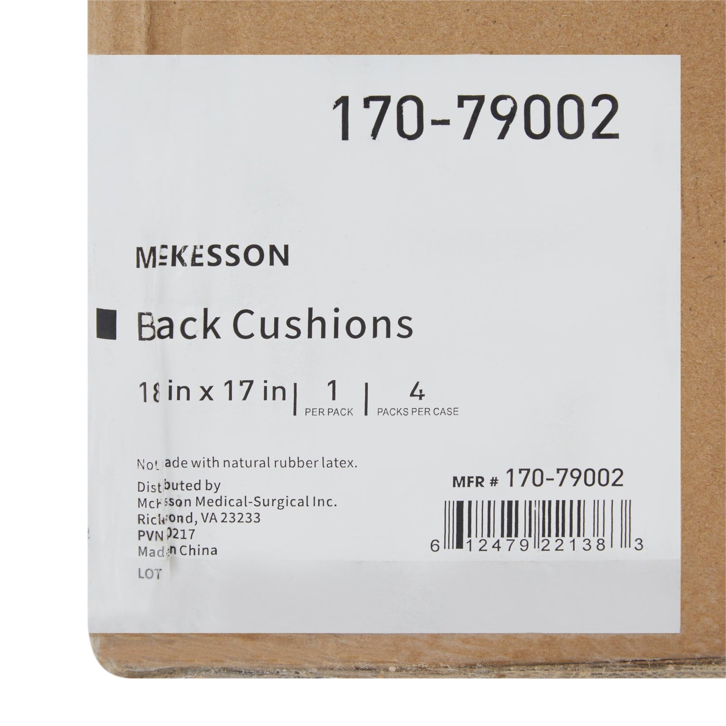 McKesson Back Support Cushion, 18 x 17 Inch, Black