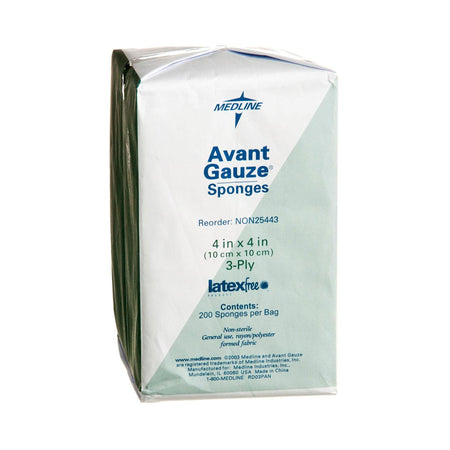 Medline NON25443 Avant Gauze Nonwoven Sponge, 4 x 4 Inch, 3-Ply