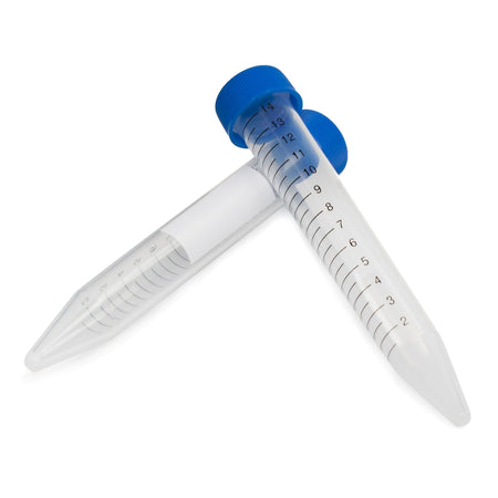 McKesson 177-6284 Centrifuge Tube, 15 mL, 17 x 120 mm, Blue Screw Cap