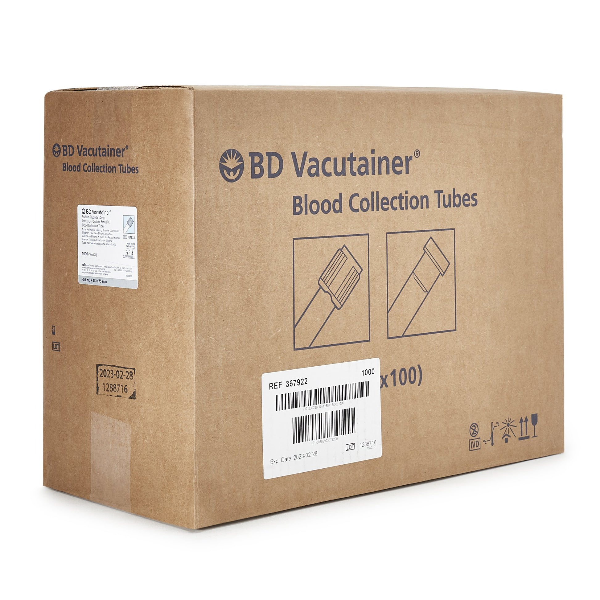 BD 367922 Vacutainer Venous Blood Collection Tube Sodium Fluoride / Potassium Oxalate Additive 4 mL BD Hemogard Closure.